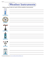 Weather instruments | Worksheet