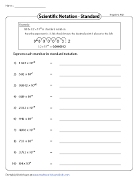 Scientific Notation Worksheets