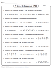Arithmetic Sequence: MCQs