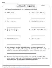 Find the Next Three Terms - Word Problems Included