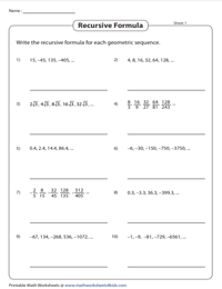 Geometric Sequence - Recursive Formula