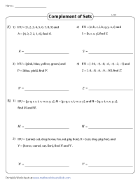 Complement Of Sets - Level 1
