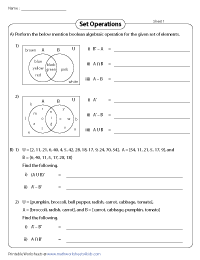 Mixed Review | Set Operations - Two Sets