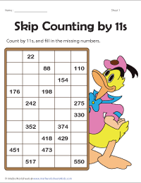 Skip Counting by 11s | Partially Filled Charts
