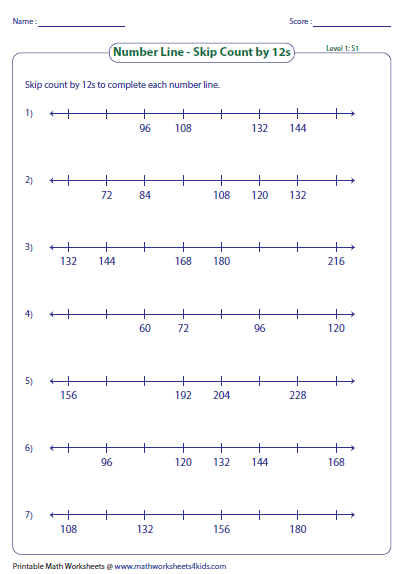 Skip Counting by 12s Worksheets