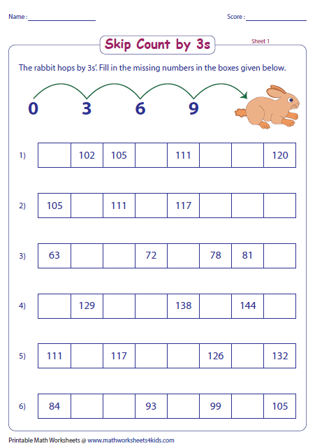 counting in 3s worksheet