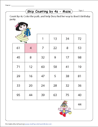 Skip Counting by 4s | Mazes