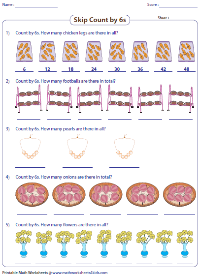 skip counting by 6s worksheets