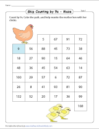 Skip Counting by 9s | Mazes