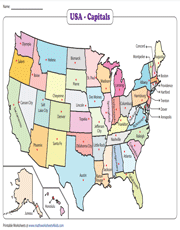 Map of State Capitals of USA