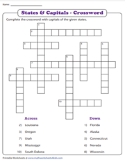 States and Capitals | Crossword