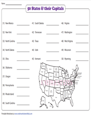 50 States Worksheets States And Capitals Of U S