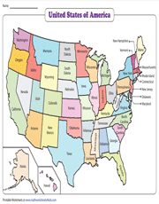 50 States Worksheets States And Capitals Of U S