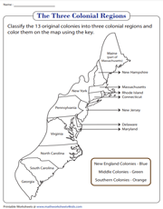Thirteen Colonies | Three Colonial Regions