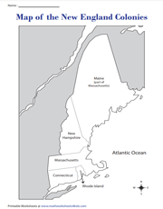 Map of New England Colonies