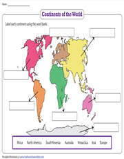 Continents Worksheets | The Seven Continents of the World
