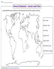 Locate and Color the Continents