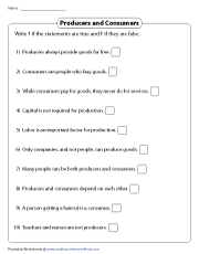 Producers and Consumers | True or False