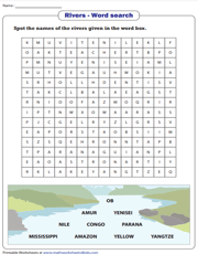 Word Search Major Rivers