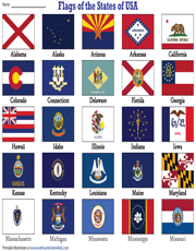 State Flags Of The United States Of America Worksheets