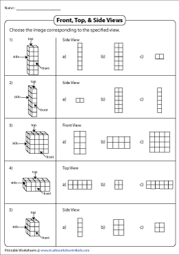 Front, Top, and Side Views of Rectangular Prisms
