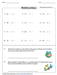 Horizontal Subtraction with Regrouping | Word Problems