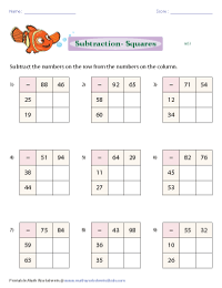 2-Digit Subtraction Squares | 2x2