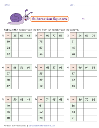 2-Digit Subtraction Squares | 3x3