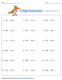 2-Digit Horizontal Subtraction