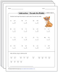 2-Digit minus 1-Digit Subtraction Worksheets