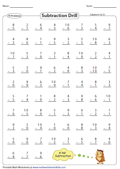 0-10-subtraction-drills-worksheets