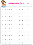 Single Number Subtraction Facts: Horizontal