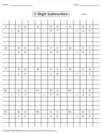 Grid Subtraction: 2-digit