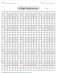 Grid Subtraction: 4-digit
