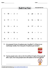 kindergarten and grade 1 subtraction worksheets