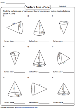 Surface Area of a Cone | Decimals