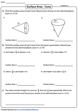 Surface Area of a Cone | Fractions