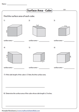 Surface Area of Cubes with Integer Side lengths | Easy
