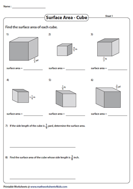Surface Area of Cubes with Fractional Side lengths
