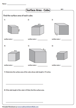 Surface Area of Cubes with Integer Side lengths | Moderate