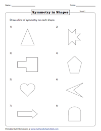 Drawing a Line of Symmetry: Shapes