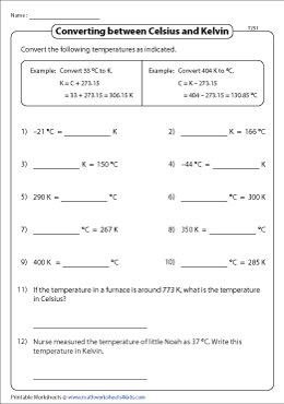 Convert Celsius and Worksheets