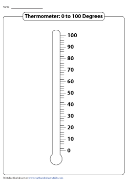 Printable Thermometer Template | 0° to 100° | Single