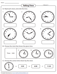 Telling Time | Increment of 1 Minute