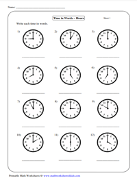 Writing Time as o'clock | Whole Hours - Analog Clocks