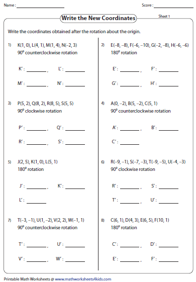 Rotation Worksheets
