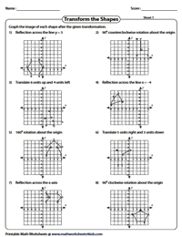 Transformation Worksheets - Reflection, Translation, Rotation