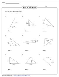 Area Of Triangles Worksheets