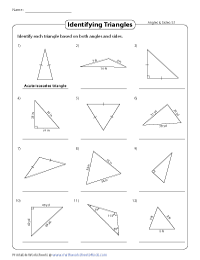 Classifying Triangles based on Sides and Angles Worksheets