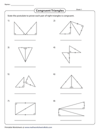 Congruence Postulates in Right Triangles